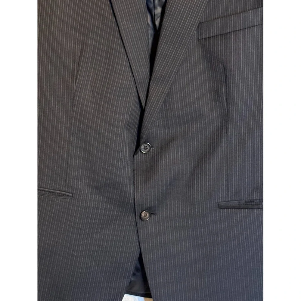 Lauren Ralph Lauren Jacket Men 46R Black Wool Striped Utility Press Low Moisture